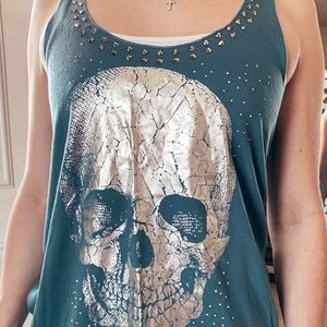 Bear Dance Teal Studded Racerback Tank